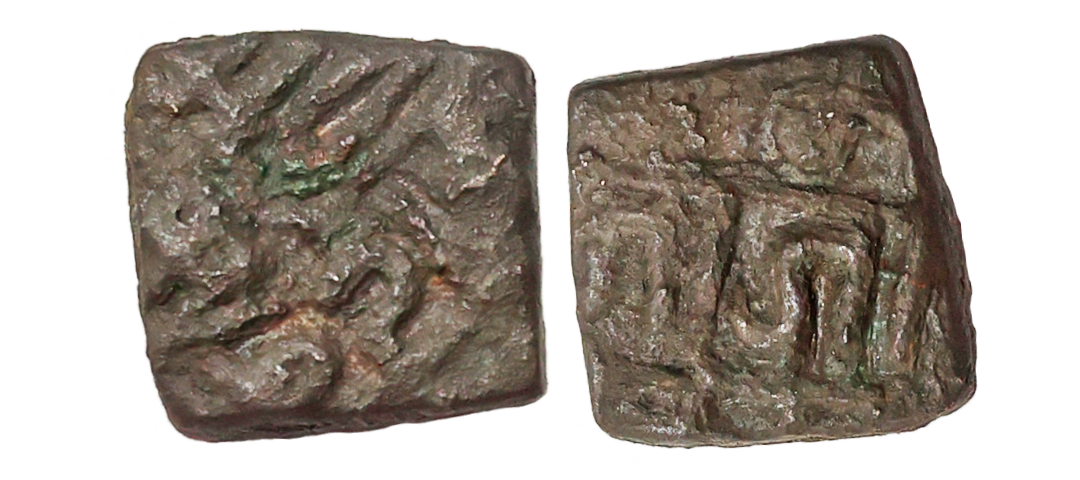 Gonds of Devagadh, Kok Shah (1620-1640 AD), Copper Square ½ Paisa, 3.90 gms, similar to KM