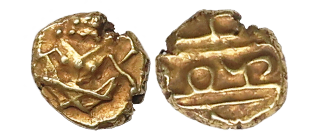 Mysore, Kanthirava Narasaraja Wadiyar I (1638-1659 AD), Gold Fanam, 0.37 gms, Obv. Narasim