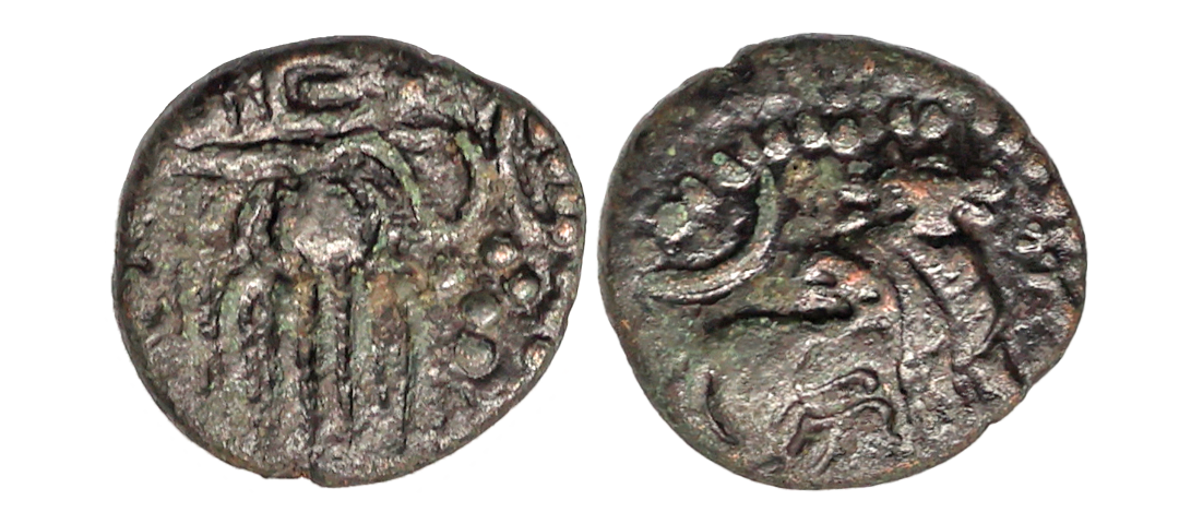 Later Pandyas of Arcot (1325-1362 AD), Copper Kasu, 3.47 gms, Obv. Bull facing to right ab