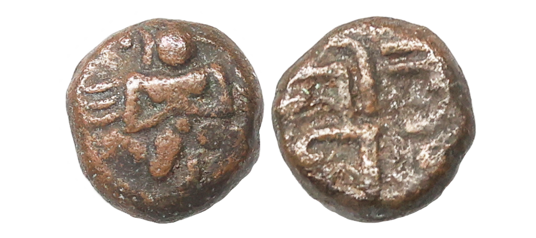 Vijayanagar Empire, Tuluva Dynasty(15th Century AD), Copper Kasu, 1.82 gms, fine+, scarce.