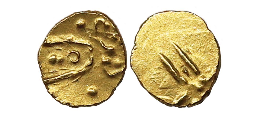 Medieval, Vira Raya type, Anonymous issue ( 17th-18th Century AD), Gold Fanam, 0.39 gms, O