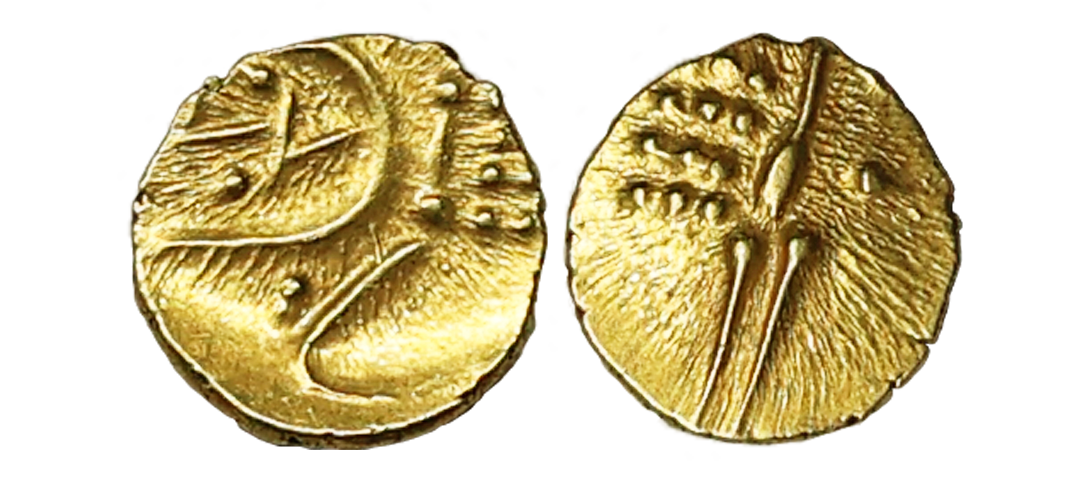 Medieval, Vira Raya type, Anonymous issue (17th-18th Century AD), Gold Fanam, 0.37 gms, Ob